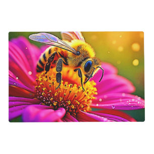 Golden Bee Flower Magic Light Design Placemat