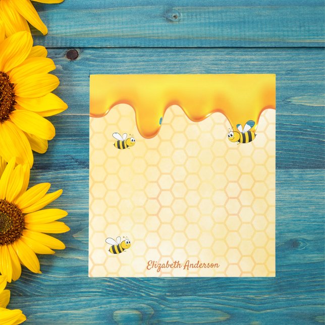 Golden bee honeycomb pattern honey dripping name notepad (Creator Uploaded)