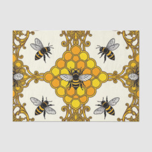 Golden Bee Honeycomb Pattern Tissue Paper