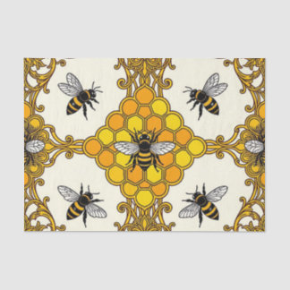 Golden Bee Honeycomb Pattern Tissue Paper