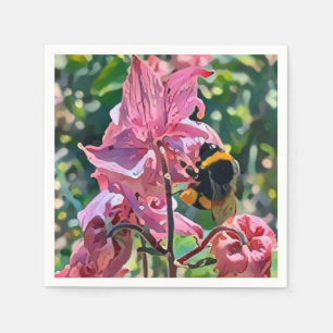 Golden Bee in Blooming Garden Napkins