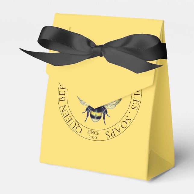 Golden Bee Logo Honey Products Favor Boxes (Front Side)