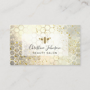 golden bee logo on FAUX glitter watercolor Business Card