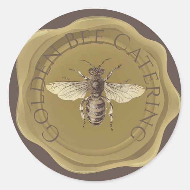 Golden Bee on Brown Personalized Wax Seal  (Front)