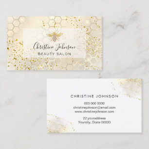 golden bee on FAUX glitter honeycomb Business Card