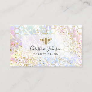 golden bee on FAUX glitter watercolor abstract Business Card