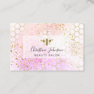 golden bee on FAUX glitter watercolor Business Card