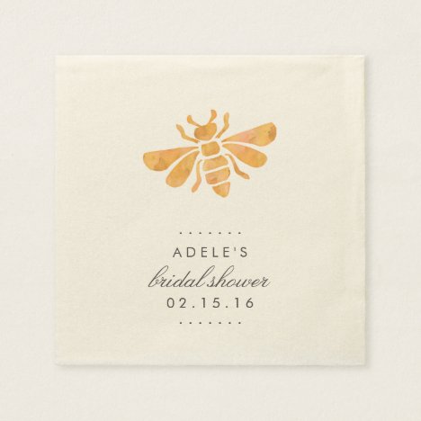 Golden Bee Watercolor Bridal Shower Napkin