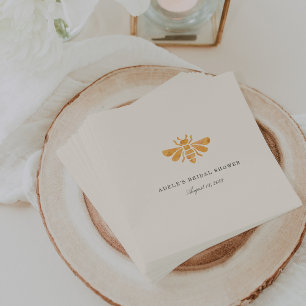 Golden Bee Watercolor Bridal Shower Napkins