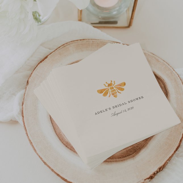 Golden Bee Watercolor Bridal Shower Napkins (Creator Uploaded)