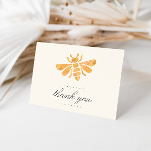Golden Bee Watercolor Letterpress Thank You Card