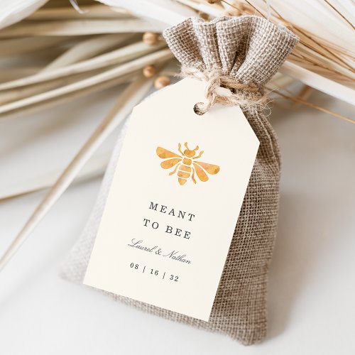 Golden Bee Watercolor Meant to Bee Wedding Favor Gift Tags