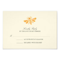 Golden Bee Watercolor Wedding RSVP Response Card