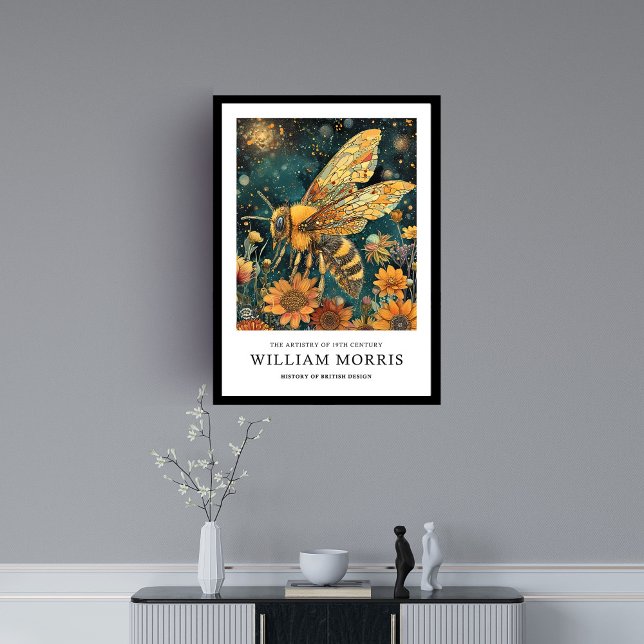 Golden bee wild flowers William Morris nouveau Framed Art (Golden bee wild flowers William Morris nouveau Framed Art)