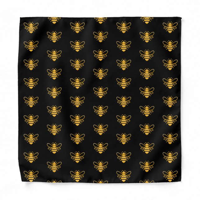 Golden Bee's on Black Bandana (Front)