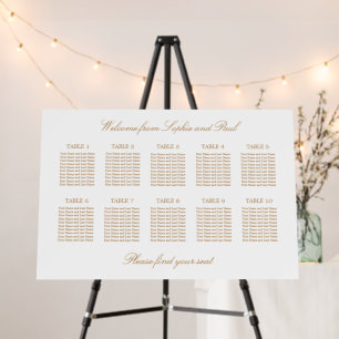 Golden Beige 10 Table Wedding Seating Chart Foam Board
