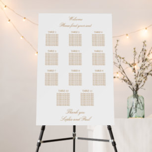 Golden Beige 11 Table Wedding Seating Chart Foam Board