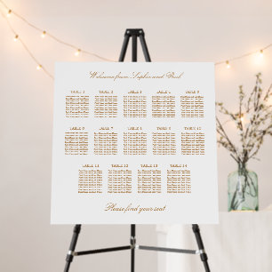 Golden Beige 14 Table Wedding Seating Chart Foam Board