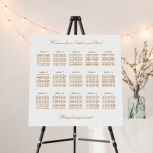 Golden Beige 15 Table Wedding Seating Chart Foam Board