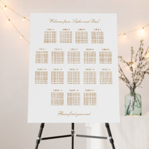Golden Beige 17 Table Wedding Seating Chart Foam Board