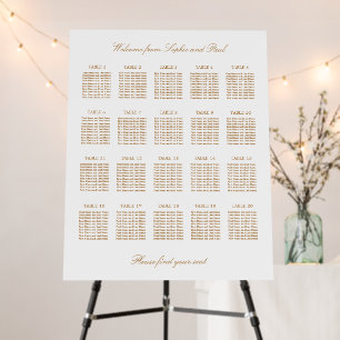 Golden Beige 20 Table Wedding Seating Chart Foam Board
