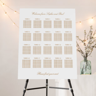 Golden Beige 20 Table Wedding Seating Chart Foam Board