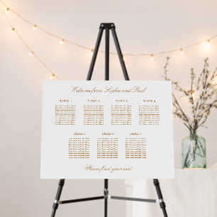 Golden Beige 7 Table Wedding Seating Chart Foam Board