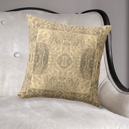 Golden Beige and Taupe Abstract Throw Pillow