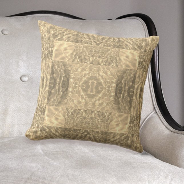 Golden Beige and Taupe Abstract Throw Pillow (Creator Uploaded)