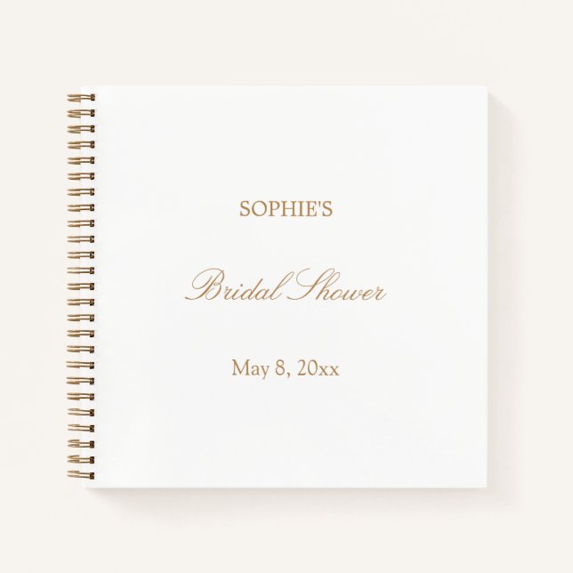 Golden Beige Script Bridal Shower Guest Book (Front)