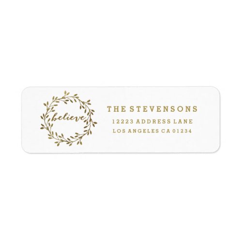 Golden Believe  Wreath Holiday Address Labels