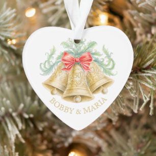 Golden bells 50th wedding anniversary custom ornament