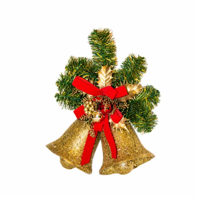 Golden Bells and Holly Christmas Cutout Ornament (Front)