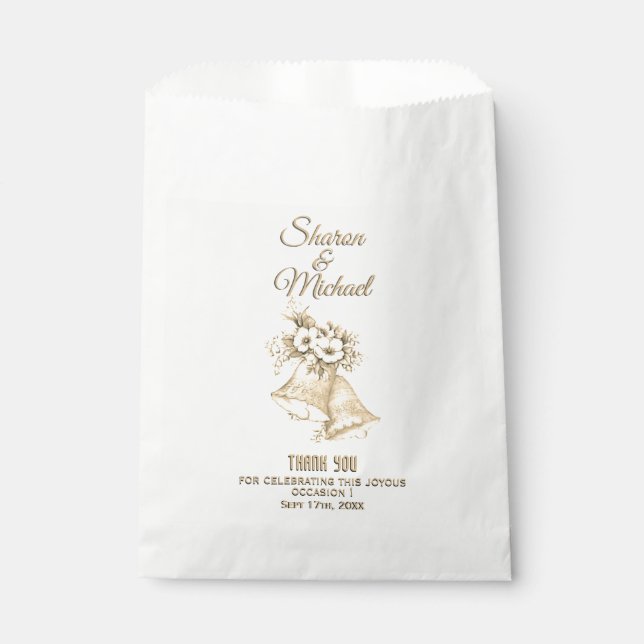 Golden Bells Favor Bag Names and Date (Front)