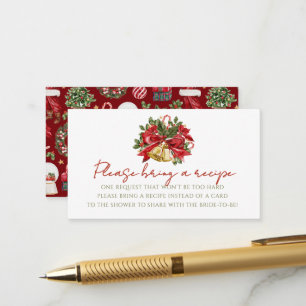 Golden Bells Holiday Bridal Shower Recipe Request Enclosure Card