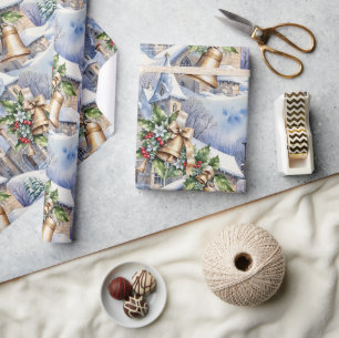 Golden Bells of Christmas Day Wrapping Paper