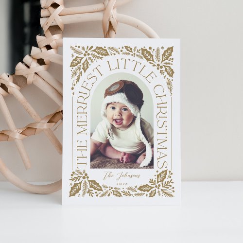 Golden Berry Merriest Little Christmas Arch Photo Holiday Card
