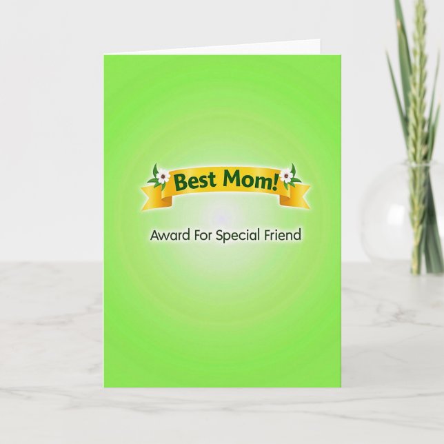 Golden Best Mom Ribbon Card (Front)