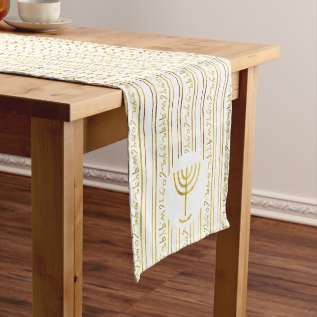 Golden Bible Quote Paleo Hebrew Saying Long Table Runner (In Situ)
