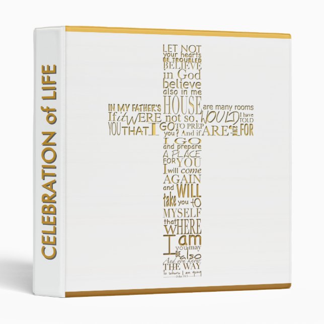 Golden Bible Verses from John 14 GuestBook B 3 Ring Binder (Front/Spine)