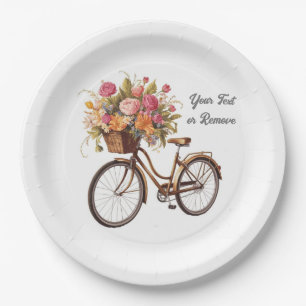 Golden Bicycle with Flower Basket Vintage Paper Plates