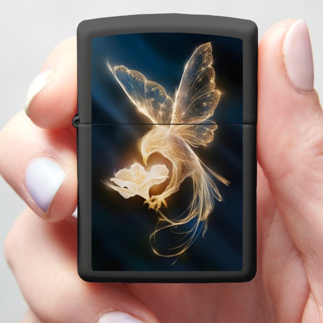 Golden Bird and Bloom Zippo Lighter (In Hand)