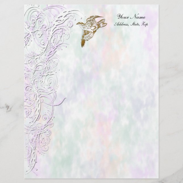 Golden bird and swirls letterhead (Front)