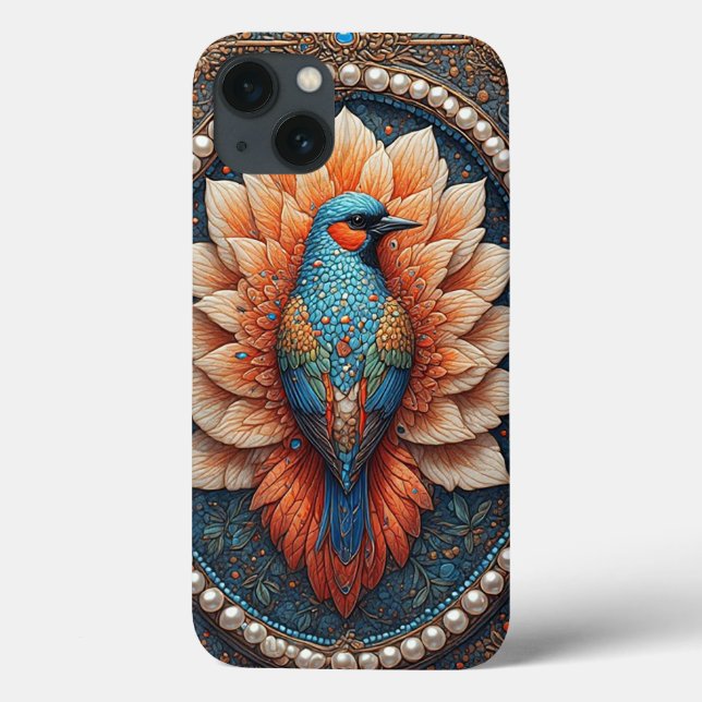 Golden Bird in Ornate Decorative Frame Case-Mate iPhone Case (Back)