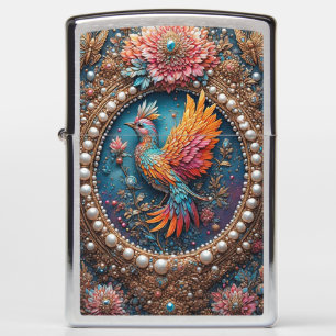 Golden Bird in Ornate Decorative Frame Zippo Lighter
