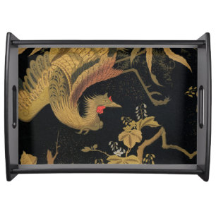 Golden Bird Japanese Classic Antique Serving Tray