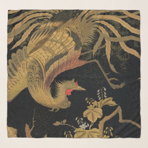 Golden Bird Japanese Rich Classic Art Scarf