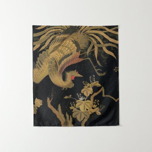 Golden Bird Japanese Rich Classic Art Tapestry