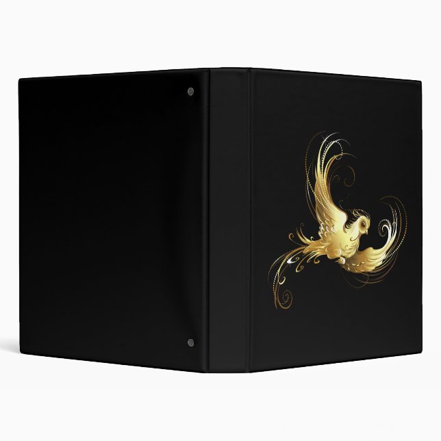 Golden Bird on Black Background 3 Ring Binder (Background)