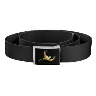 Golden Bird on Black Background Belt